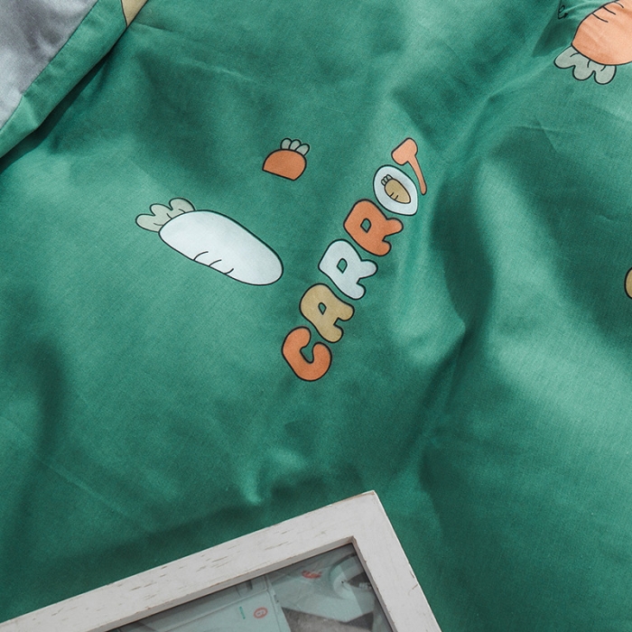 91家纺网 家纺一手货源 找家纺 芃成 2020新款洛卡全棉12868单被套 胡萝卜绿