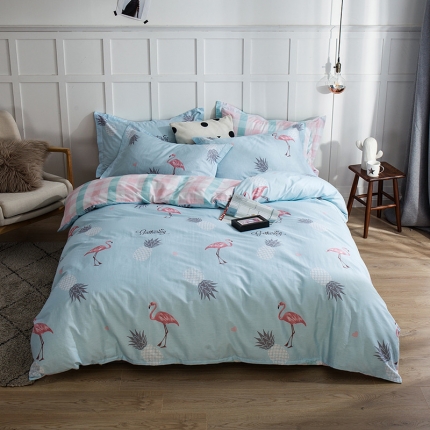 91家纺网 家纺一手货源 找家纺 芃成 2020新款洛卡全棉12868单被套 妙恋蓝