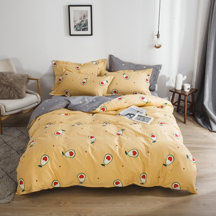 91家纺网 家纺一手货源 找家纺 芃成 2020新款洛卡全棉12868单被套 甜心黄