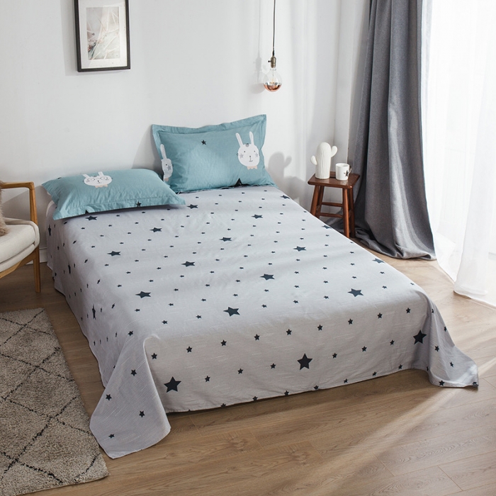 91家纺网 家纺一手货源 找家纺 芃成 2020新款洛卡全棉12868单床单 博士兔蓝