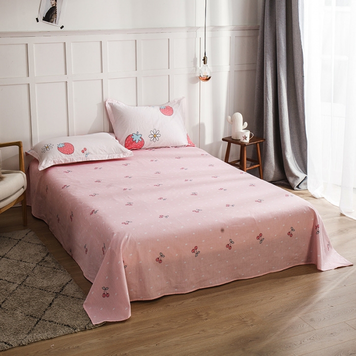 91家纺网 家纺一手货源 找家纺 芃成 2020新款洛卡全棉12868单床单 草莓季节粉