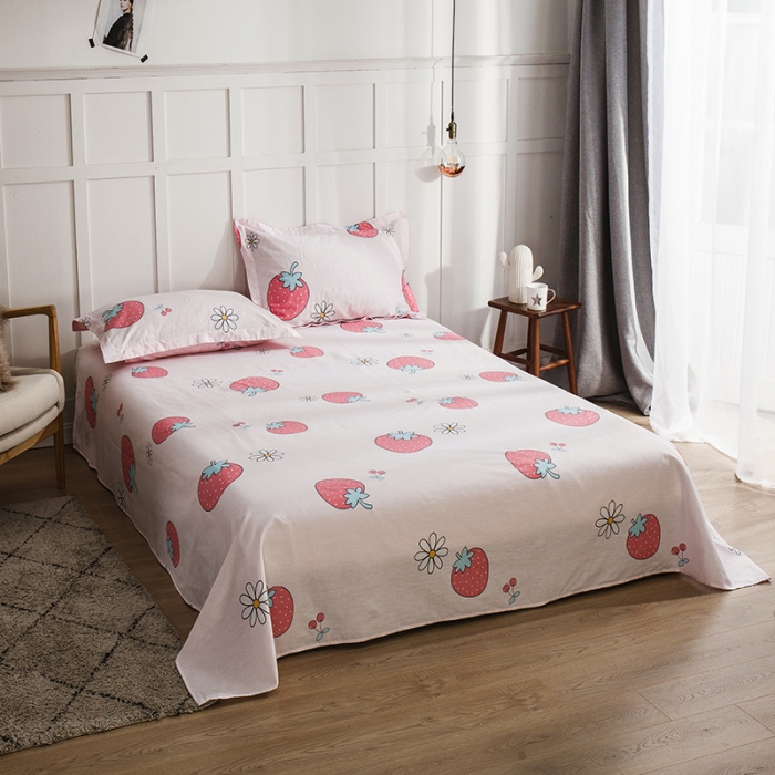 91家纺网 家纺一手货源 找家纺 芃成 2020新款洛卡全棉12868单床单 草莓季节粉