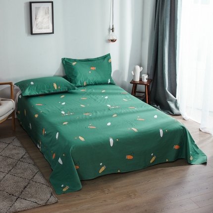 91家纺网 家纺一手货源 找家纺 芃成 2020新款洛卡全棉12868单床单 胡萝卜绿