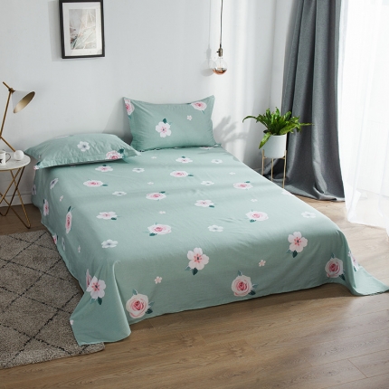 芃成 2020新款洛卡全棉12868单床单 月牙湾绿