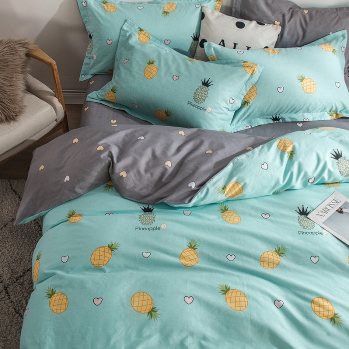 91家纺网 家纺一手货源 找家纺 芃成 2020洛卡全棉12868四件套 菠萝物语蓝