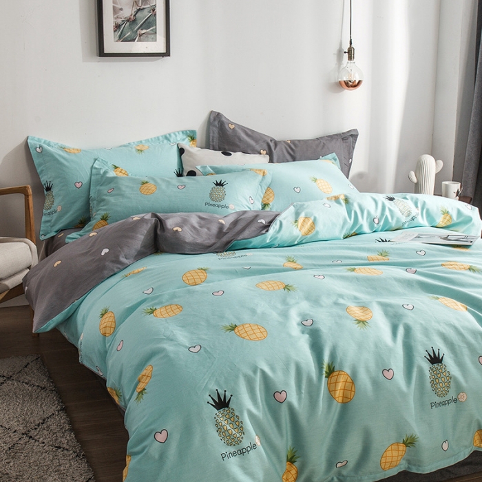 91家纺网 家纺一手货源 找家纺 芃成 2020洛卡全棉12868四件套 菠萝物语蓝