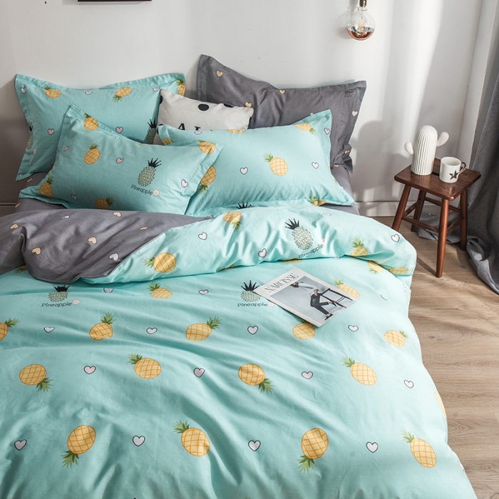 91家纺网 家纺一手货源 找家纺 芃成 2020洛卡全棉12868四件套 菠萝物语蓝