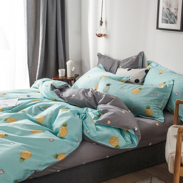 91家纺网 家纺一手货源 找家纺 芃成 2020洛卡全棉12868四件套 菠萝物语蓝