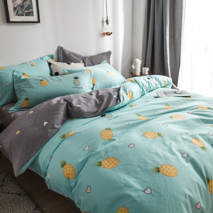 91家纺网 家纺一手货源 找家纺 芃成 2020洛卡全棉12868四件套 菠萝物语蓝