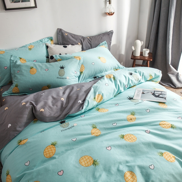 91家纺网 家纺一手货源 找家纺 芃成 2020洛卡全棉12868四件套 菠萝物语蓝