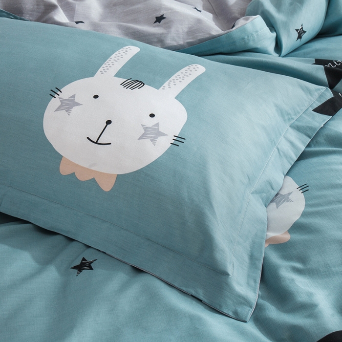 91家纺网 家纺一手货源 找家纺 芃成 2020洛卡全棉12868四件套 博士兔蓝