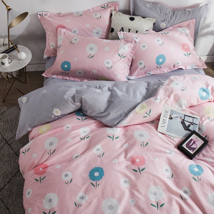 91家纺网 家纺一手货源 找家纺 芃成 2020新款洛卡全棉12868单被套 初恋滋味粉