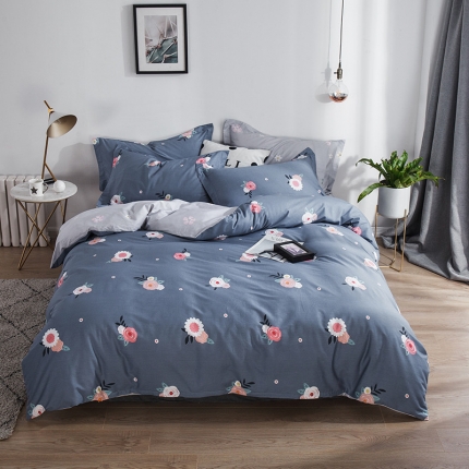 芃成 2020新款洛卡全棉12868单被套 花月怡情蓝