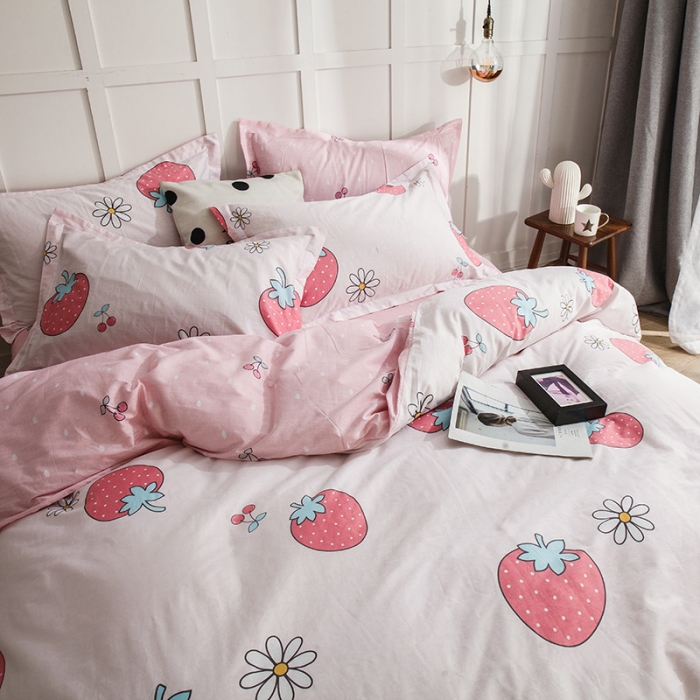 91家纺网 家纺一手货源 找家纺 芃成 2020洛卡全棉12868四件套 草莓季节粉