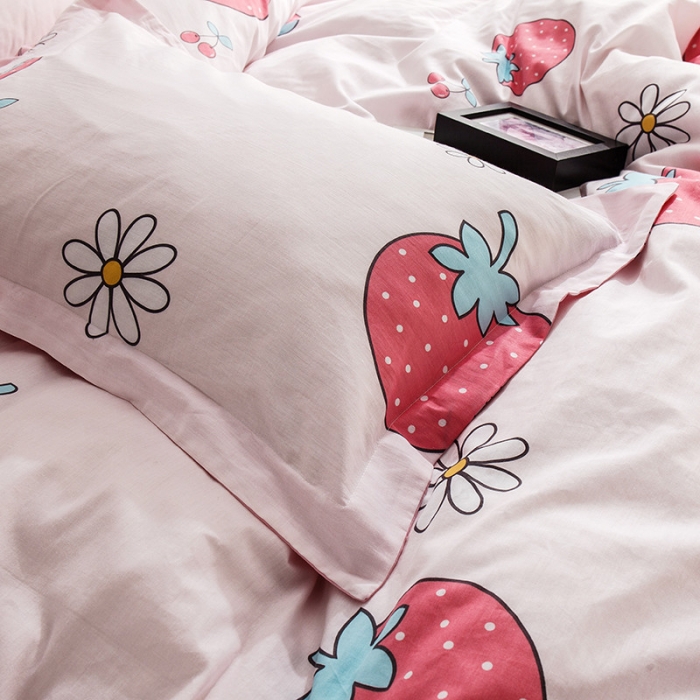 91家纺网 家纺一手货源 找家纺 芃成 2020洛卡全棉12868四件套 草莓季节粉