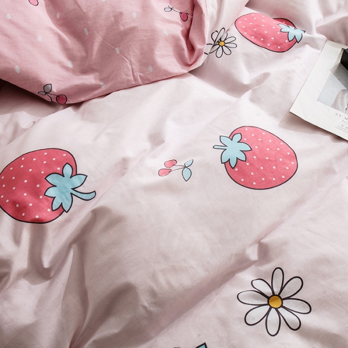 91家纺网 家纺一手货源 找家纺 芃成 2020洛卡全棉12868四件套 草莓季节粉