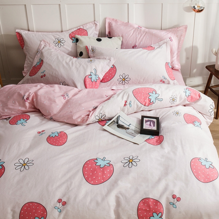 91家纺网 家纺一手货源 找家纺 芃成 2020洛卡全棉12868四件套 草莓季节粉