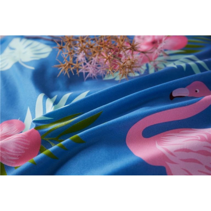 91家纺网 家纺一手货源 找家纺 曼璐家纺 芦荟棉单品被套仿棉被套单件火焰烈鸟-蓝