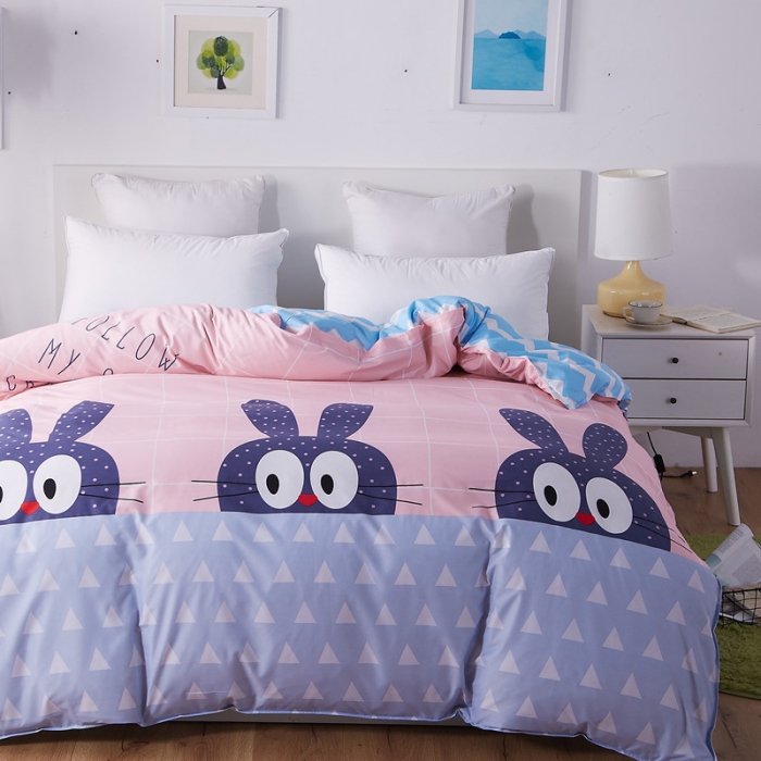 91家纺网 家纺一手货源 找家纺 曼璐家纺 芦荟棉单品被套仿棉被套单件萌小兔