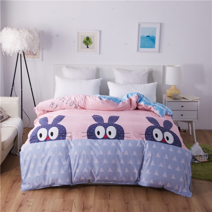 91家纺网 家纺一手货源 找家纺 曼璐家纺 芦荟棉单品被套仿棉被套单件萌小兔