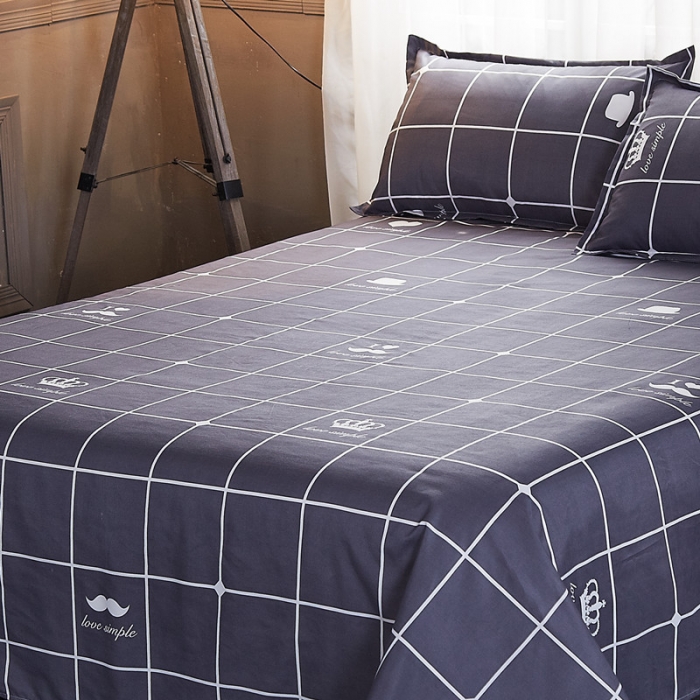 91家纺网 家纺一手货源 找家纺 曼璐家纺 芦荟棉床单三件套 简单爱-灰