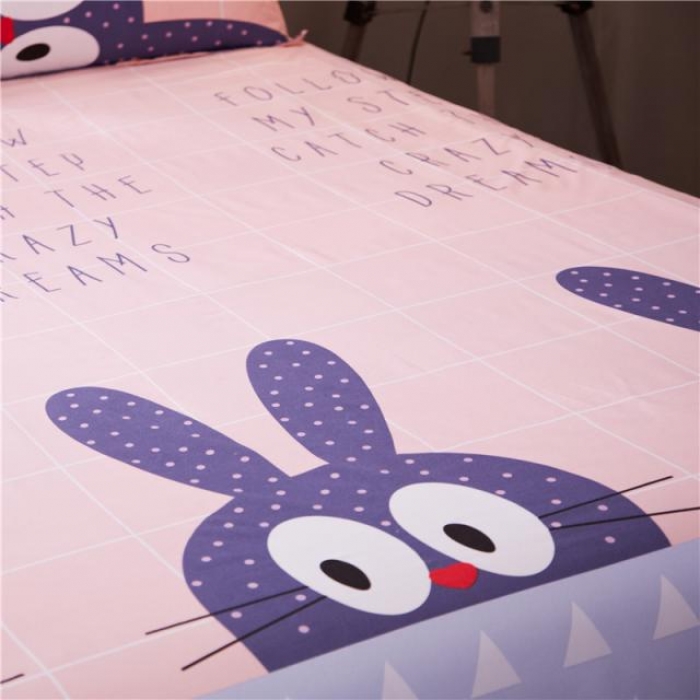 91家纺网 家纺一手货源 找家纺 曼璐家纺 芦荟棉床单三件套 萌小兔