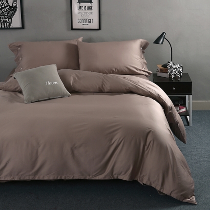 91家纺网 家纺一手货源 找家纺 太古汇  60长绒棉（纯色）四件套 卡布基诺咖TGH013C