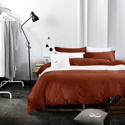 91家纺网 家纺一手货源 找家纺 太古汇  60长绒棉（纯色）四件套 爱马仕-桔TGH011C