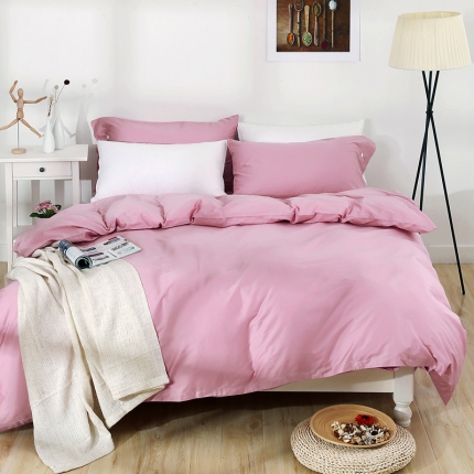 91家纺网 家纺一手货源 找家纺 太古汇家居  60长绒棉（纯色）四件套 胭脂粉TGH014C