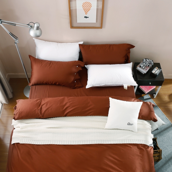 91家纺网 家纺一手货源 找家纺 太古汇  60长绒棉（纯色）四件套 爱马仕-桔TGH011C