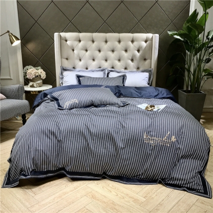 91家纺网 家纺一手货源 找家纺 太古汇 2019新款60支色织小提花系列四件套 蓝色