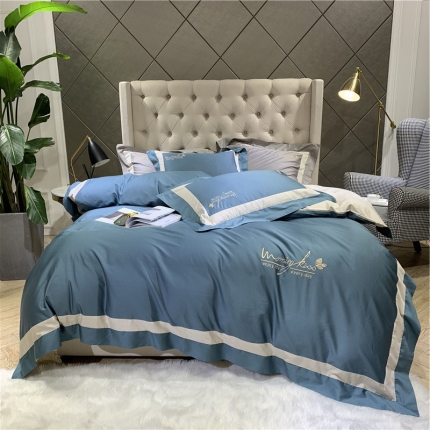 91家纺网 家纺一手货源 找家纺 （总）太古汇 2019新款纯色拼色绣花四件套