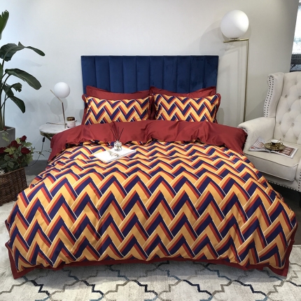 91家纺网 家纺一手货源 找家纺 太古汇 60支贡缎长绒棉数码印花小边款四件套 乔安娜