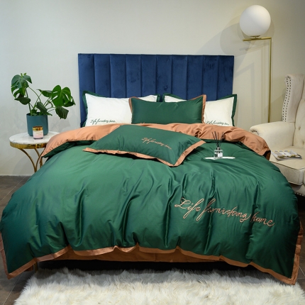 （总）太古汇 60支贡缎长绒棉纯色双拼四件套实拍图