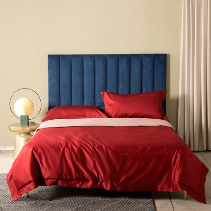 91家纺网 家纺一手货源 找家纺 （总）太古汇 双股纯色双拼绣花宽边四件套