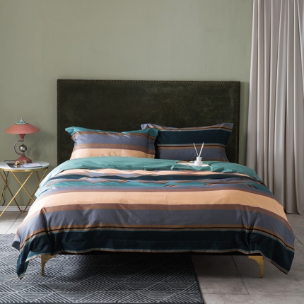 91家纺网 家纺一手货源 找家纺 太古汇 双股数码印花宽边四件套 菲利斯-绿