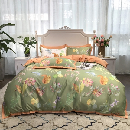 91家纺网 家纺一手货源 找家纺 （总）太古汇 60支贡缎长绒棉数码印花小边款四件套