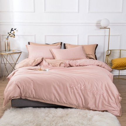 91家纺网 家纺一手货源 找家纺 （总）太古汇 60支贡缎长绒棉纯色双拼四件套棚拍图