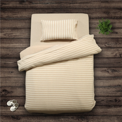 快乐迪家纺 针织彩棉柔软舒适儿童三件套纯棉床单被套枕套咖色