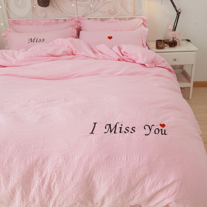 91家纺网 家纺一手货源 找家纺 （总）简爱家纺 2025新面料不起球水洗棉绣花四件套床单款