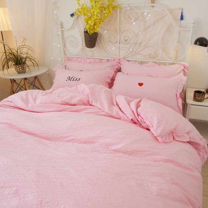 91家纺网 家纺一手货源 找家纺 （总）简爱家纺 2025新面料不起球水洗棉绣花四件套床单款