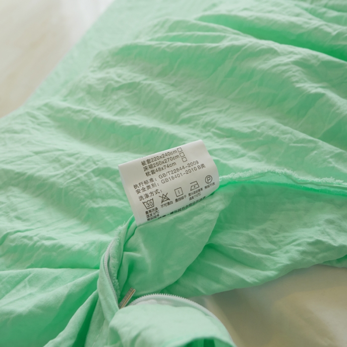 91家纺网 家纺一手货源 找家纺 简爱家纺 2025新款水洗棉绣花四件套床单款 miss蓝色