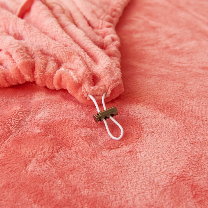 91家纺网 家纺一手货源 找家纺 简爱家纺 2025新款纯色法莱绒单床笠 夕阳红