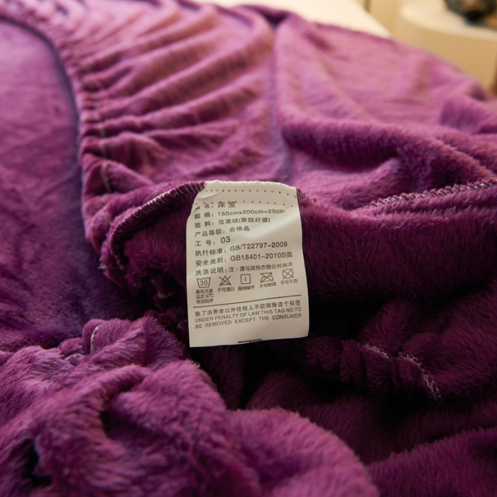 91家纺网 家纺一手货源 找家纺 简爱家纺 2025新款纯色法莱绒单床笠 深紫