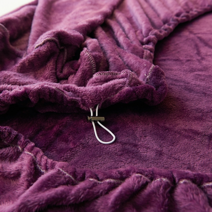 91家纺网 家纺一手货源 找家纺 简爱家纺 2025新款纯色法莱绒单床笠 深紫