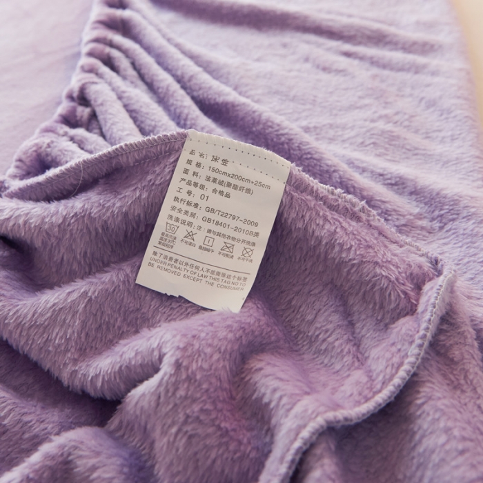 91家纺网 家纺一手货源 找家纺 简爱家纺 2025新款纯色法莱绒单床笠 浅紫