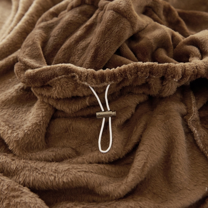 91家纺网 家纺一手货源 找家纺 简爱家纺 2025新款纯色法莱绒单床笠 咖啡