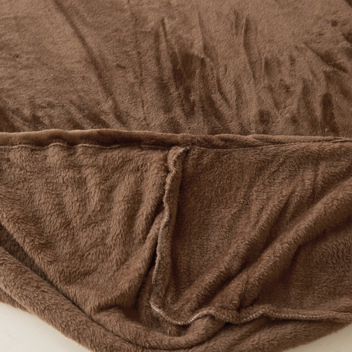 91家纺网 家纺一手货源 找家纺 简爱家纺 2025新款纯色法莱绒单床笠 咖啡