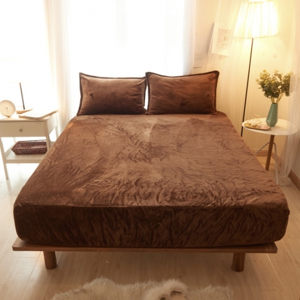 简爱家纺 2025新款纯色法莱绒单床笠 咖啡