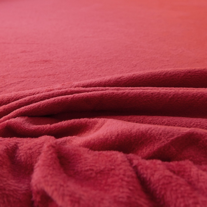 91家纺网 家纺一手货源 找家纺 简爱家纺 2025新款纯色法莱绒单床笠 酒红